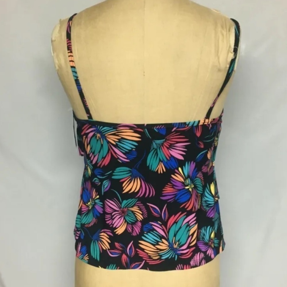 SWIM SOLUTIONS Women's Multi Color Full Triple Tiered Tankini Swimsuit Top 8 - Picture 4 of 6